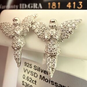 NWT Angel Moissanite Earrings – 925 Silver – D/VVS – GRA Certified ✨